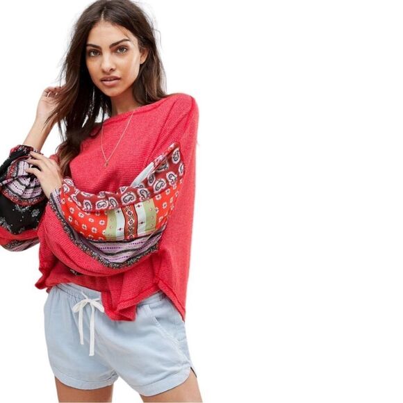 Free people we the free blossom long sleeve red - Picture 3 of 7